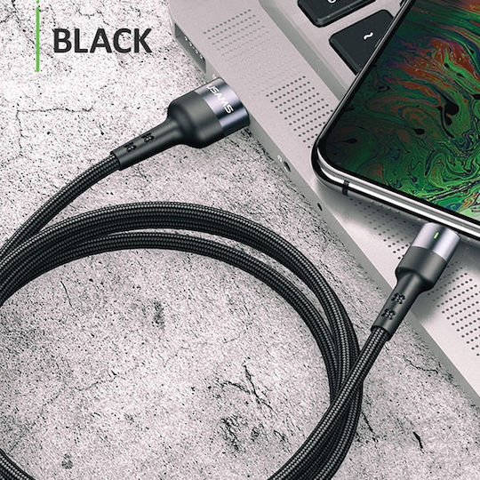 Usams US-SJ313 U26 Braided / LED USB 2.0 Cable USB-C male - USB-A 60W Μαύρο 1m SJ313TC01 - Image 3