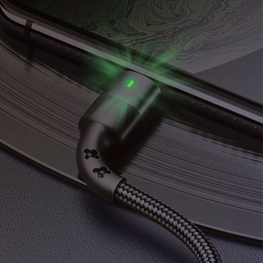 Usams US-SJ313 U26 Braided / LED USB 2.0 Cable USB-C male - USB-A 60W Μαύρο 1m SJ313TC01 - Image 4