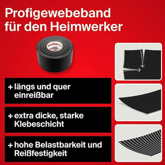 fischer Αυτοκόλλητη Υφασμάτινη Ταινία Μαύρη 25mx48mm 509110 - Image 4