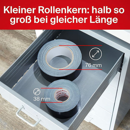 fischer Αυτοκόλλητη Υφασμάτινη Ταινία Μαύρη 25mx48mm 509110 - Image 3