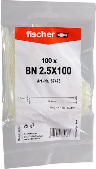 fischer Δεματικά Καλωδίων 100x2.5mm Διάφανο 100τμχ 87478 - Image 2
