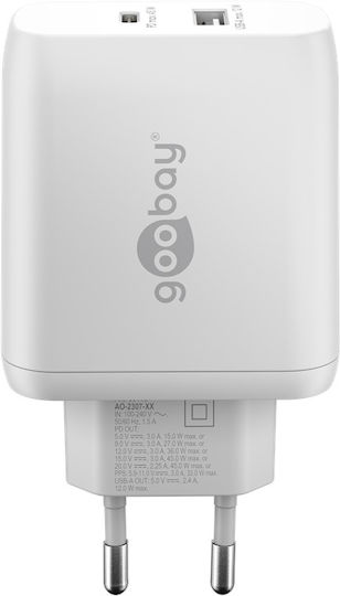 Goobay Φορτιστής Χωρίς Καλώδιο με Θύρα USB-A και Θύρα USB-C 45W Power Delivery Λευκός (65412) - Image 2