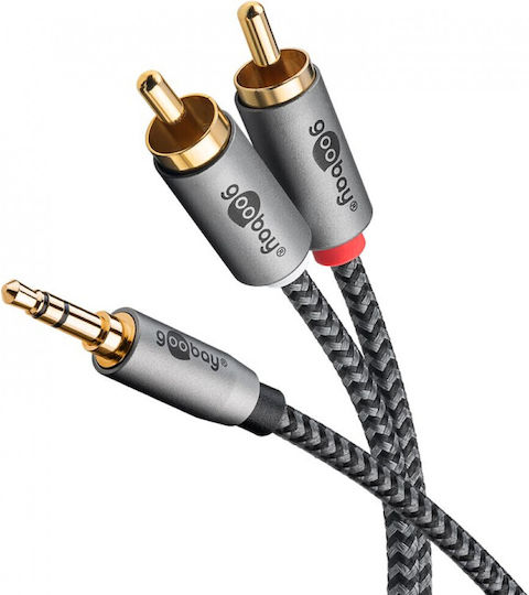 Goobay Καλώδιο 3.5mm male - 2x RCA male Γκρι 1m (65285)