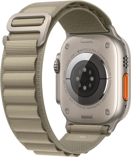 Apple Watch Ultra 2 Titanium 49mm Αδιάβροχο με eSIM και Παλμογράφο (Olive Alpine Loop - Small) - Image 2