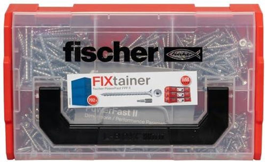 Fischer 562273 Fixtainer Powerfast Ii Chipboard, Pre-sorted Assortment Box With 700 Screws And 2 Bits, Countersunk Head, Full Thread And Torx Drive, Universal Set For Mounting De, Silver - Image 2