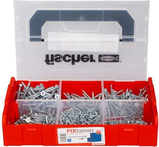 Fischer 562273 Fixtainer Powerfast Ii Chipboard, Pre-sorted Assortment Box With 700 Screws And 2 Bits, Countersunk Head, Full Thread And Torx Drive, Universal Set For Mounting De, Silver - Image 7