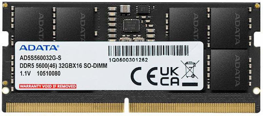 Adata DDR5 με Module 1x32GB και Ταχύτητα 5600 για Desktop AD5S560032G-S - Image 2