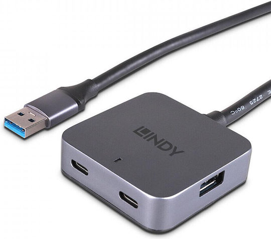 Lindy USB 3.0 Hub 4 Θυρών με σύνδεση USB-A Γκρι 43388 - Image 2