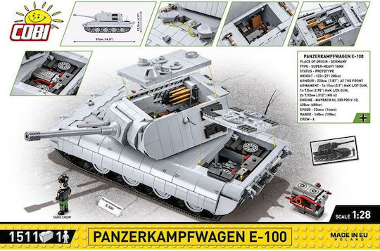 Cobi Τουβλάκια Panzerkampfwagen E-100 για 7+ Ετών 1511τμχ COBI-2572 - Image 4