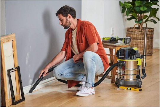 Ryobi 5133004724 Επαναφορτιζόμενη Σκούπα Υγρών / Στερεών Χωρίς Φορτιστή και Μπαταρία με Ανοξείδωτο Κάδο 18lt - Image 3