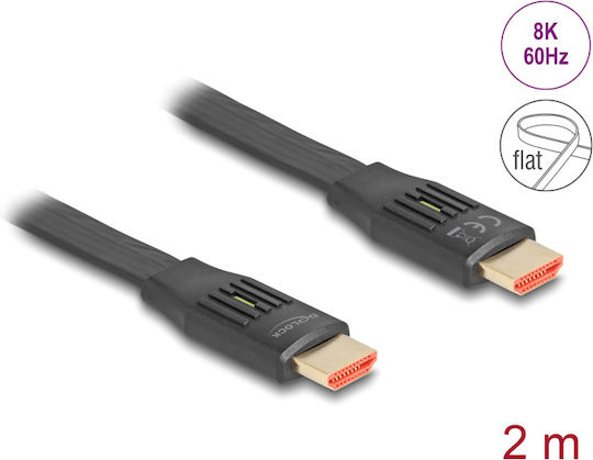DeLock HDMI 2.1 Flat Cable HDMI male - HDMI male 2m Μαύρο 81002 - Image 3