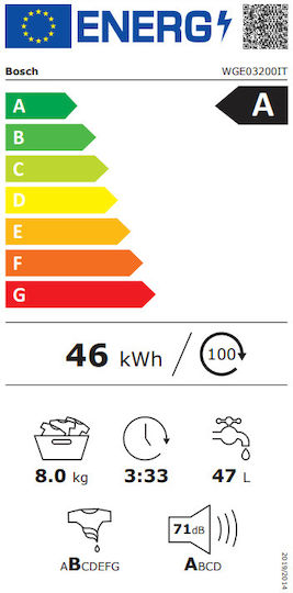 Bosch Πλυντήριο Ρούχων 8kg 1200 Στροφών Eco Silence Drive WGE03200IT - Image 4