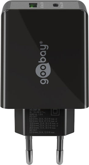 Goobay Φορτιστής Χωρίς Καλώδιο με Θύρα USB-A και Θύρα USB-C 30W Power Delivery Μαύρος (61673) - Image 2