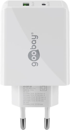 Goobay Φορτιστής Χωρίς Καλώδιο με Θύρα USB-A και Θύρα USB-C 30W Power Delivery Λευκός (61674) - Image 2