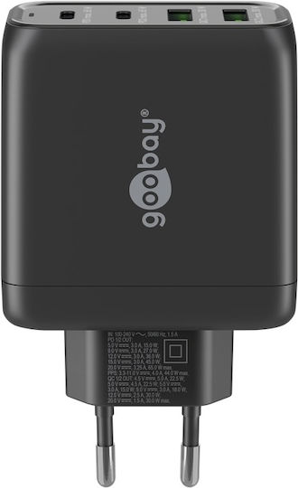 Goobay Φορτιστής Χωρίς Καλώδιο με 2 Θύρες USB-A και 2 Θύρες USB-C 68W Μαύρος (64817) - Image 2