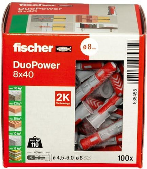 fischer Duopower Ούπα Πλαστικό 8x40mm 100τμχ 535455 - Image 4