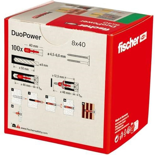 fischer Duopower Ούπα Πλαστικό 8x40mm 100τμχ 535455 - Image 6