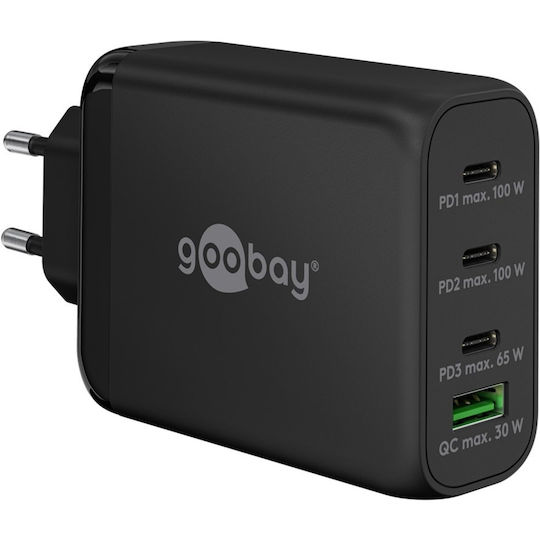 Goobay Φορτιστής Χωρίς Καλώδιο GaN με Θύρα USB-A και 3 Θύρες USB-C 100W Power Delivery / Quick Charge 3.0 Μαύρος (65555) - Image 2