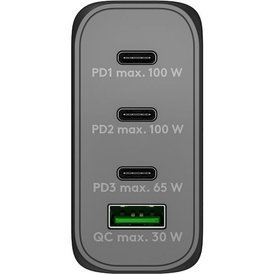 Goobay Φορτιστής Χωρίς Καλώδιο GaN με Θύρα USB-A και 3 Θύρες USB-C 100W Power Delivery / Quick Charge 3.0 Μαύρος (65555) - Image 3