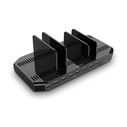 Lindy Βάση Φόρτισης με 8 Θύρες USB-A και 2 Θύρες USB-C 120W Quick Charge 3.0 σε Μαύρο χρώμα (73435) - Image 3