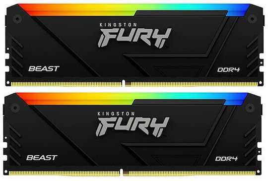 Kingston Fury Beast DDR4 32GB RAM με 2x16GB Modules και Ταχύτητα 3200 για Desktop KF432C16BB2AK2/32 - Image 2