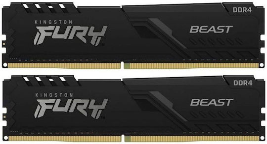 Kingston Fury Beast DDR4 64GB RAM με 2x32GB Modules και Ταχύτητα 3200 για Desktop KF432C16BB2AK2/64 - Image 2