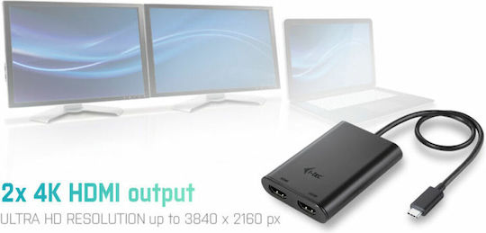 i-tec Μετατροπέας USB-C male σε HDMI female 2τμχ C31DUAL4KHDMI - Image 4