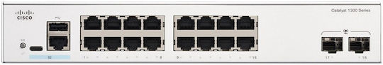 Cisco Catalyst 1300 Managed L2 / L3 PoE Switch με 16 Θύρες Ethernet και 2 SFP Θύρες