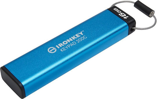 Kingston IronKey Keypad 200C 16GB USB 3.2 Stick με σύνδεση USB-C Μπλε - Image 2