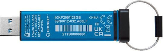 Kingston IronKey Keypad 128GB USB 3.2 Stick Μπλε - Image 4