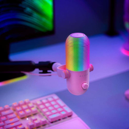 Razer Seiren V3 Chroma Δυναμικό Μικρόφωνο USB Επιτραπέζιο για Φωνητικά σε Ροζ Χρώμα - Image 5