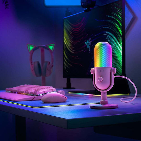 Razer Seiren V3 Chroma Δυναμικό Μικρόφωνο USB Επιτραπέζιο για Φωνητικά σε Ροζ Χρώμα - Image 6