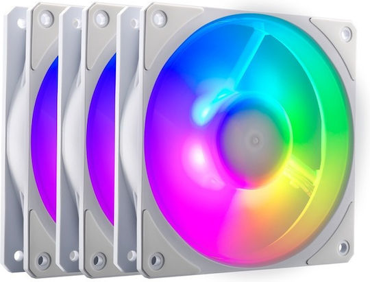 CoolerMaster Mobius 120P Case Fan με ARGB Φωτισμό και Σύνδεση 4-Pin PWM 3τμχ Λευκό - Image 2