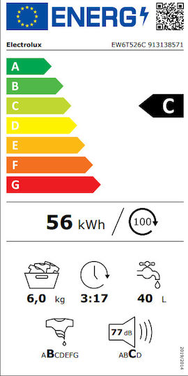 Electrolux Πλυντήριο Ρούχων Άνω Φόρτωσης 6kg 1200 Στροφών EW6T526C - Image 2