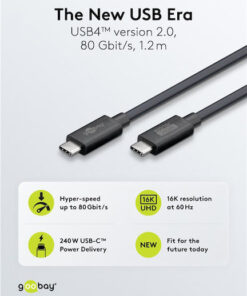 Alternative view of Goobay USB 3.0 Cable USB-C male - USB-C / DisplayPort 240W Μαύρο 1.2m 74376