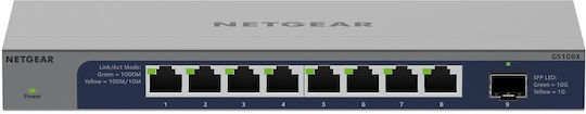 NetGear GS108X-100EUS Unmanaged L2 Switch με 8 Θύρες Gigabit (1Gbps) Ethernet και 1 SFP Θύρα