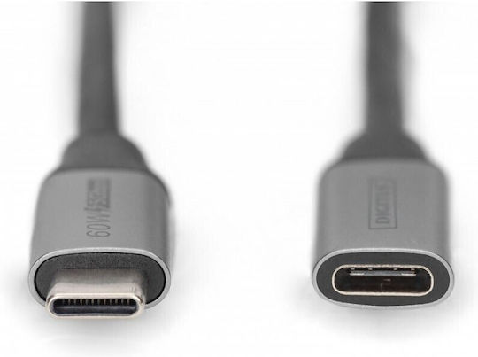 Digitus USB 2.0 Cable USB-C male - USB-C female 60W Μαύρο 1m (DB-300230-010-S) - Image 2