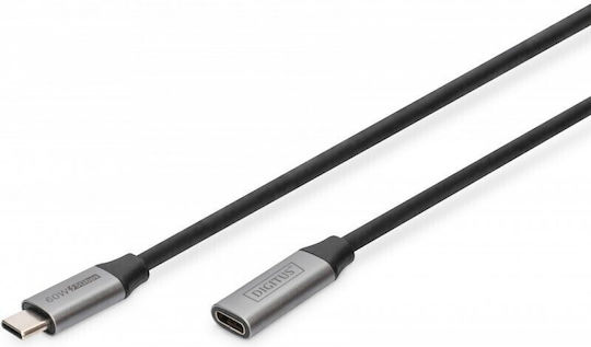 Digitus USB 2.0 Cable USB-C male - USB-C female 60W Μαύρο 1m (DB-300230-010-S)