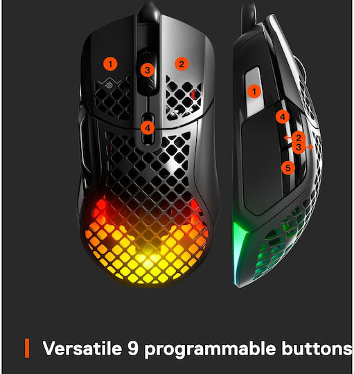 SteelSeries Aerox 5 RGB Gaming Ποντίκι Black Matte - Image 8
