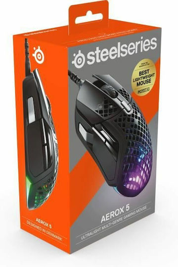 SteelSeries Aerox 5 RGB Gaming Ποντίκι Black Matte - Image 6