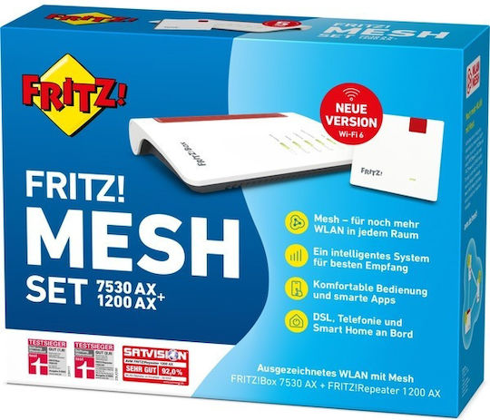 AVM FRITZ!Box 7530 AX & Fritz!Repeater 1200 AX Ασύρματο VDSL2 Modem Router Wi‑Fi 6 με 4 Θύρες Gigabit - Image 2