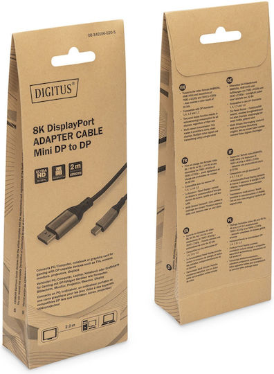 Digitus Cable DisplayPort male - mini DisplayPort male 2m Μαύρο (DB-340106-020-S) - Image 4