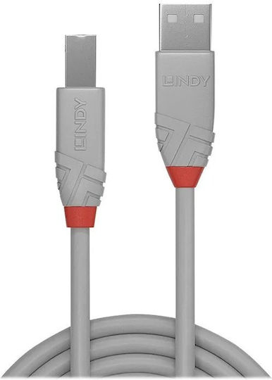 Lindy USB 2.0 Cable USB-A male - USB-B male Γκρι 3m 36684 - Image 3
