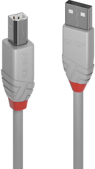 Lindy USB 2.0 Cable USB-A male - USB-B male Γκρι 3m 36684 - Image 2