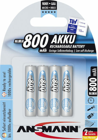 Ansmann Επαναφορτιζόμενες Μπαταρίες AAA Ni-MH 800mAh 1.2V 4τμχ - Image 3