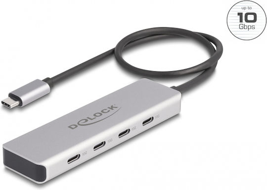 DeLock USB 3.0 Hub 4 Θυρών με σύνδεση USB-C Γκρι (64231) - Image 2