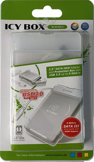 Icy Box IB-AC703-C Θήκη για Σκληρό Δίσκο 2.5" SATA III με σύνδεση USB 3.0 σε Διάφανο χρώμα IB-AC703-C - Image 4