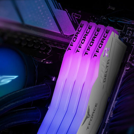 TeamGroup Delta RGB White DDR5 64GB RAM με 2x32GB Modules και Ταχύτητα 6000 για Desktop FF4D564G6000HC38ADC01 - Image 5