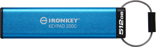Kingston IronKey Keypad 200C 512GB USB 3.2 Stick με σύνδεση USB-C Μπλε - Image 2