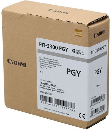 Canon PFI-3300 Γνήσιο Μελάνι Εκτυπωτή InkJet Photo Γκρι (6442C001)